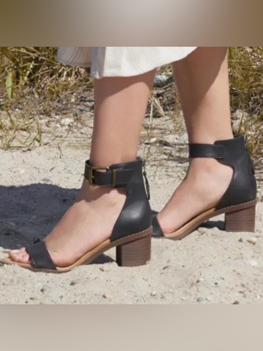 Zodiac Ilsa Black Ankle-Strap Block Heel Sandals
